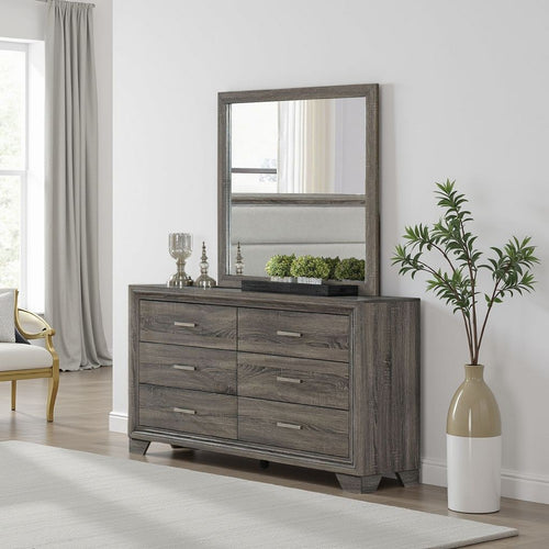Reay Rectangular Dresser Mirror, Flat Glass Design, Oak Brown Wood - BM338146