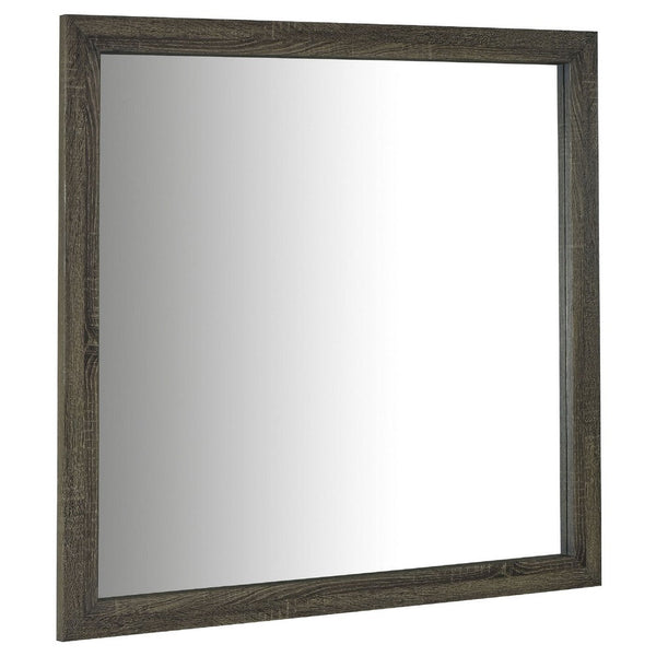 Reay Rectangular Dresser Mirror, Flat Glass Design, Oak Brown Wood - BM338146