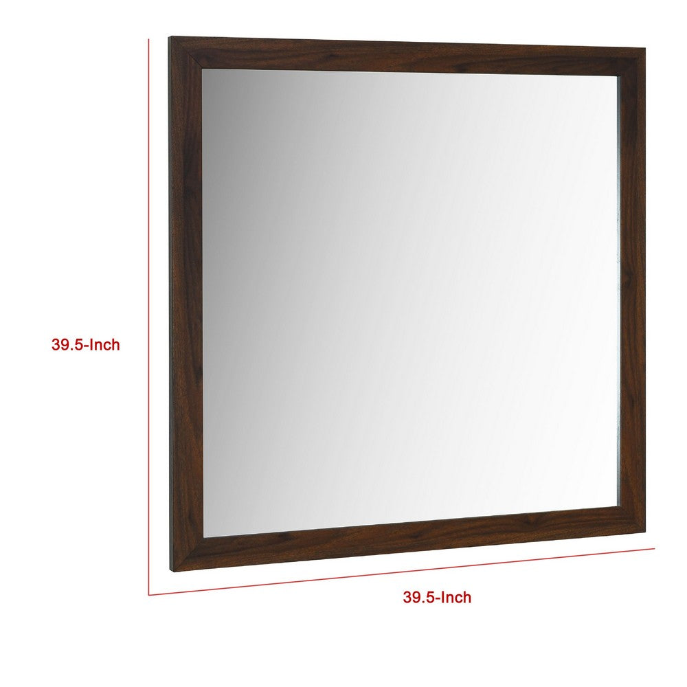 Yels Dresser Mirror, Squared Corners, Flat Glass Design, Brown Wood - BM338147