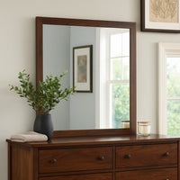 Yels Dresser Mirror, Squared Corners, Flat Glass Design, Brown Wood - BM338147