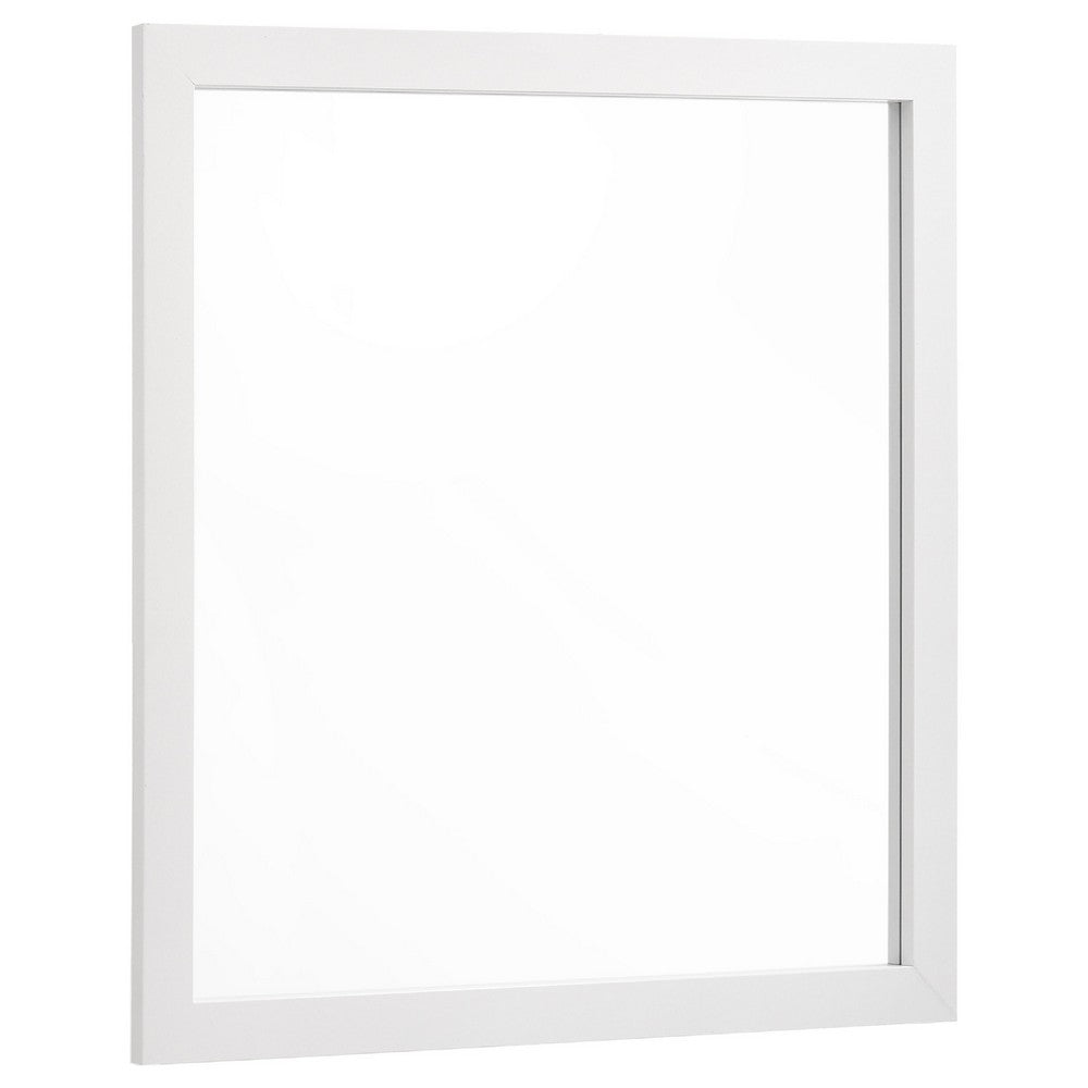 Dle Rectangular Dresser Mirror, Flush Frame, Flat Glass, White Wood - BM338148