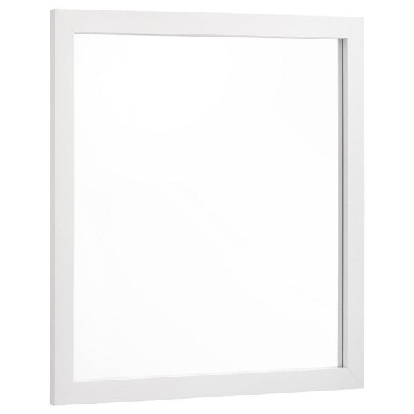 Dle Rectangular Dresser Mirror, Flush Frame, Flat Glass, White Wood - BM338148