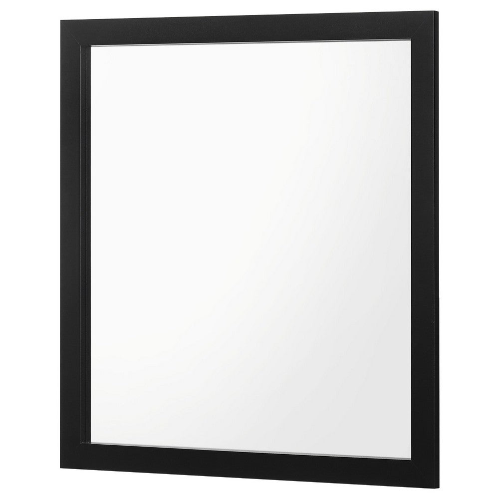 Dle Rectangular Dresser Mirror, Flush Frame, Flat Glass, Black Wood - BM338149
