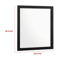 Dle Rectangular Dresser Mirror, Flush Frame, Flat Glass, Black Wood - BM338149