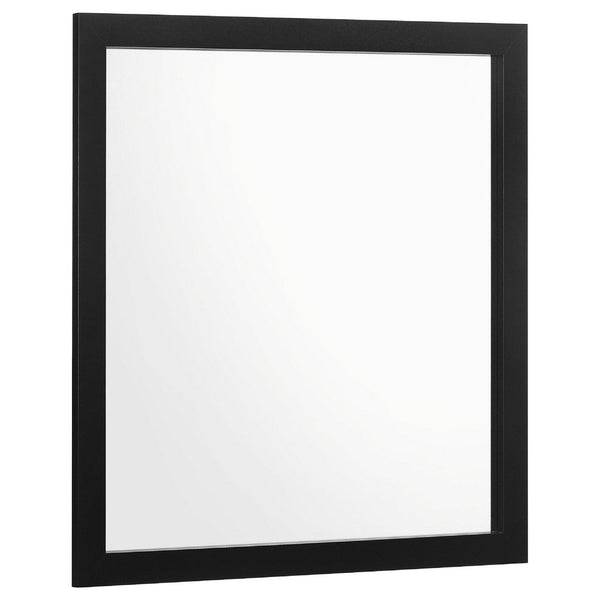 Dle Rectangular Dresser Mirror, Flush Frame, Flat Glass, Black Wood - BM338149