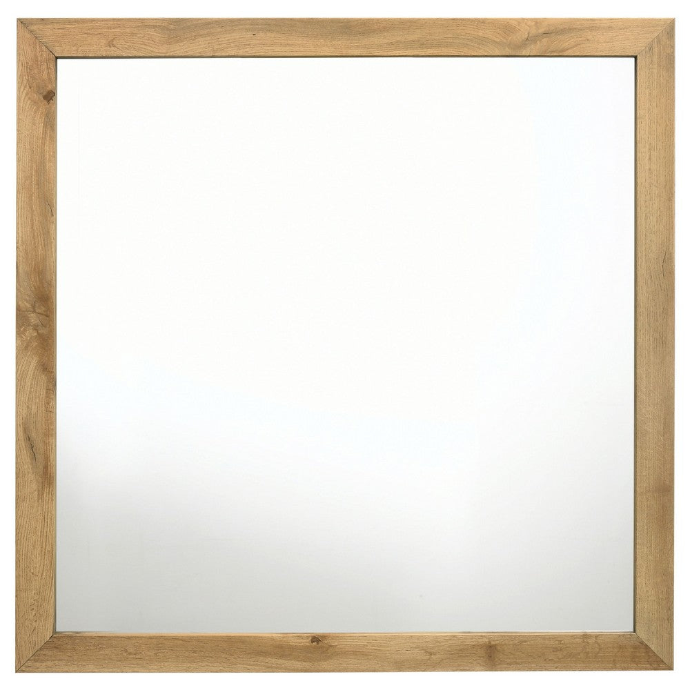 Wemy Rectangular Dresser Mirror, Flat Glass Design, Natural Pine Wood - BM338150