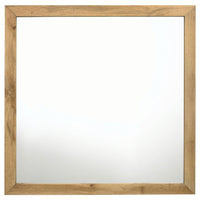 Wemy Rectangular Dresser Mirror, Flat Glass Design, Natural Pine Wood - BM338150
