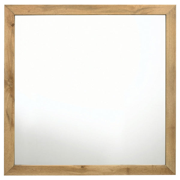 Wemy Rectangular Dresser Mirror, Flat Glass Design, Natural Pine Wood - BM338150