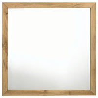 Wemy Rectangular Dresser Mirror, Flat Glass Design, Natural Pine Wood - BM338150