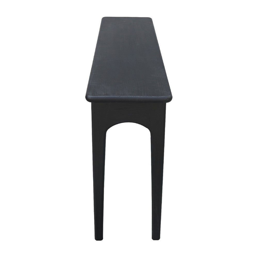 Areo Sofa Console Table, 65 Inch Narrow Top w Curved Legs, Matte Black - BM338154