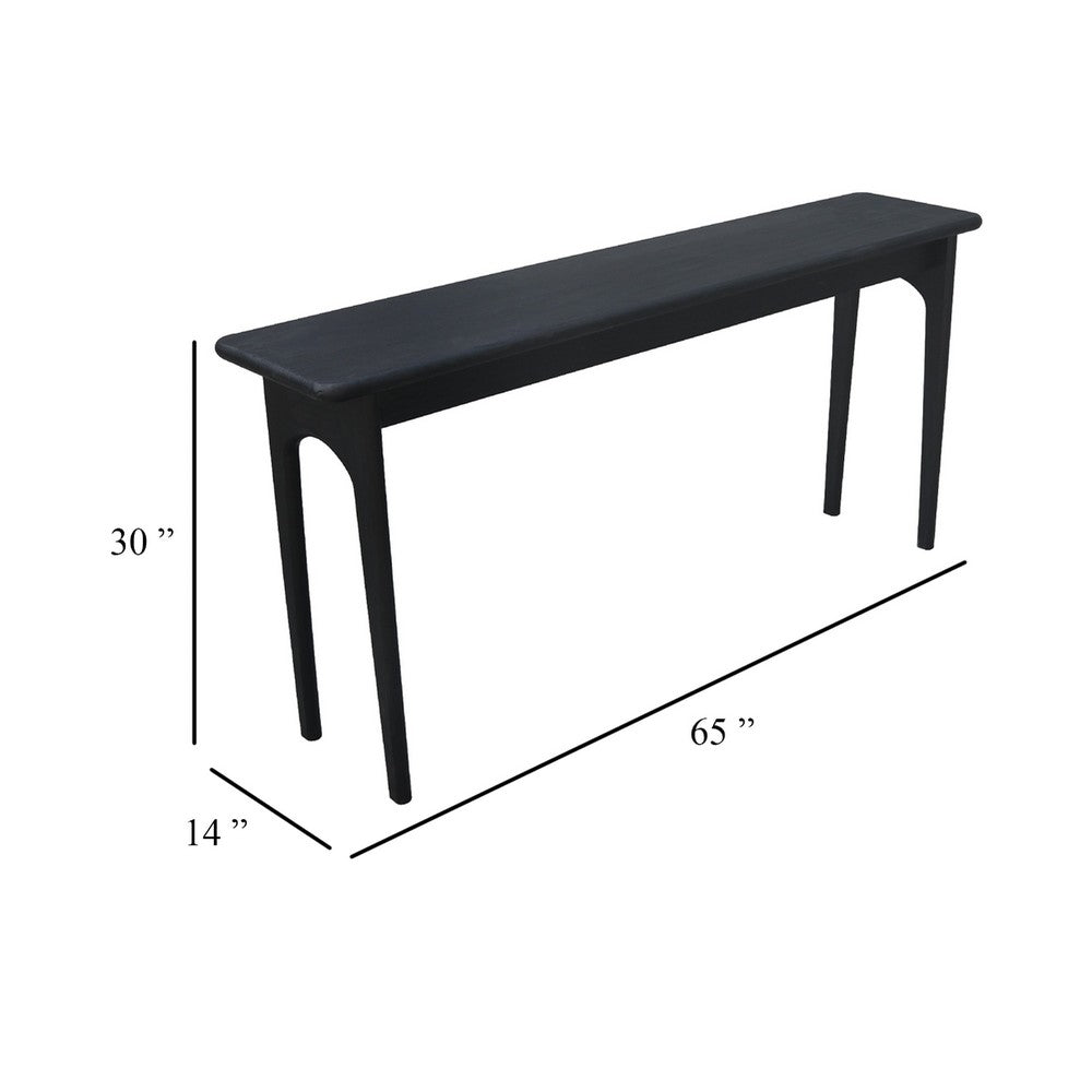 Areo Sofa Console Table, 65 Inch Narrow Top w Curved Legs, Matte Black - BM338154
