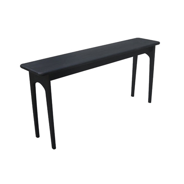 Areo Sofa Console Table, 65 Inch Narrow Top w Curved Legs, Matte Black - BM338154