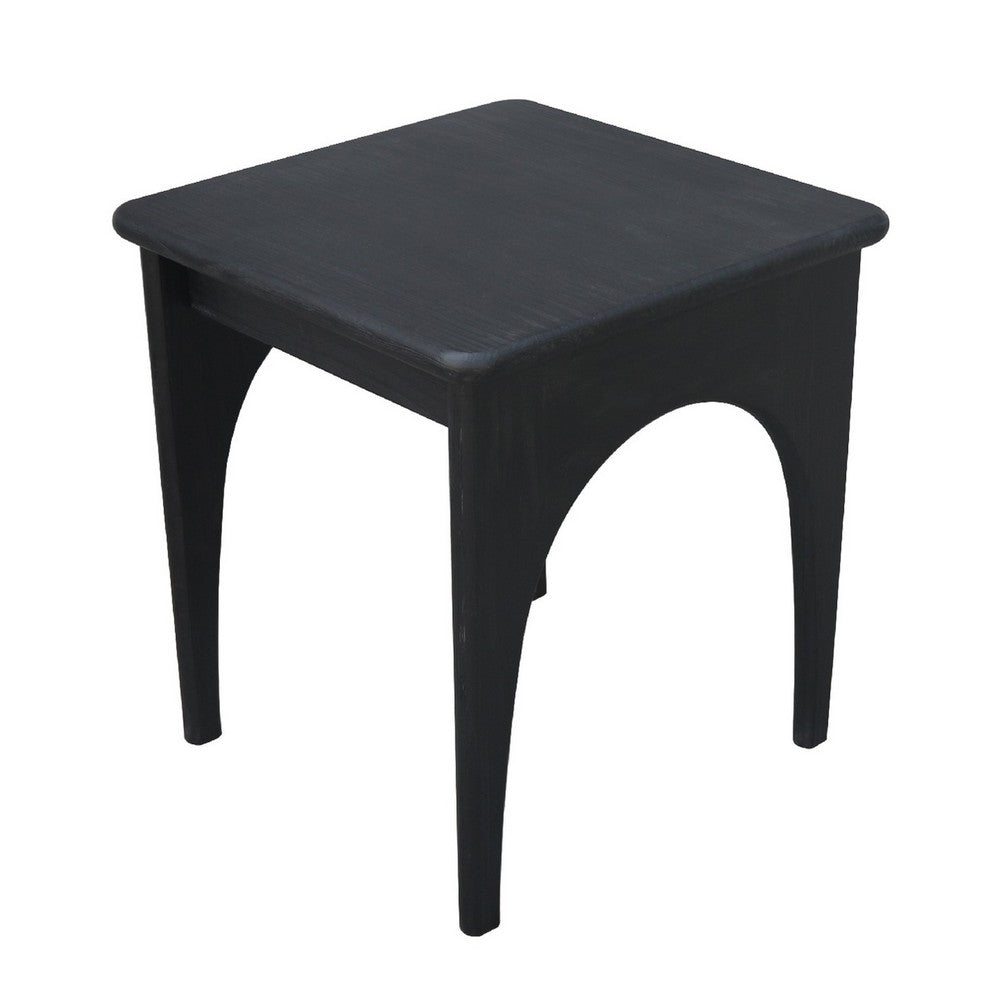 Areo Side End Table, 22 Inch Square Top w Curved Legs, Matte Black - BM338155