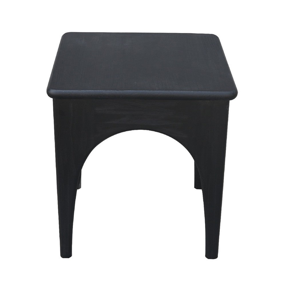 Areo Side End Table, 22 Inch Square Top w Curved Legs, Matte Black - BM338155
