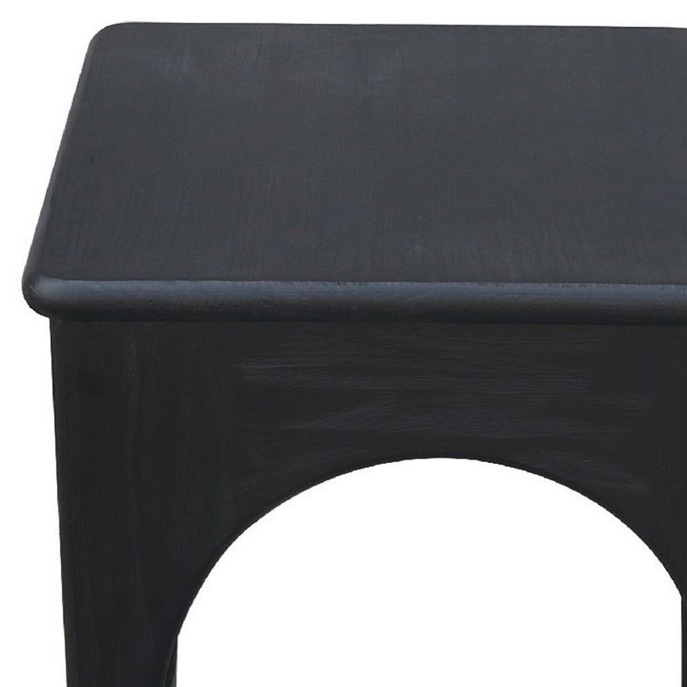 Areo Side End Table, 22 Inch Square Top w Curved Legs, Matte Black - BM338155