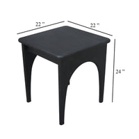 Areo Side End Table, 22 Inch Square Top w Curved Legs, Matte Black - BM338155