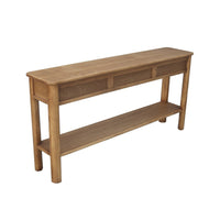 Mele Sofa Console Table, Lower Shelf and 3 Drawers, 62 Inch Natural Brown - BM338163