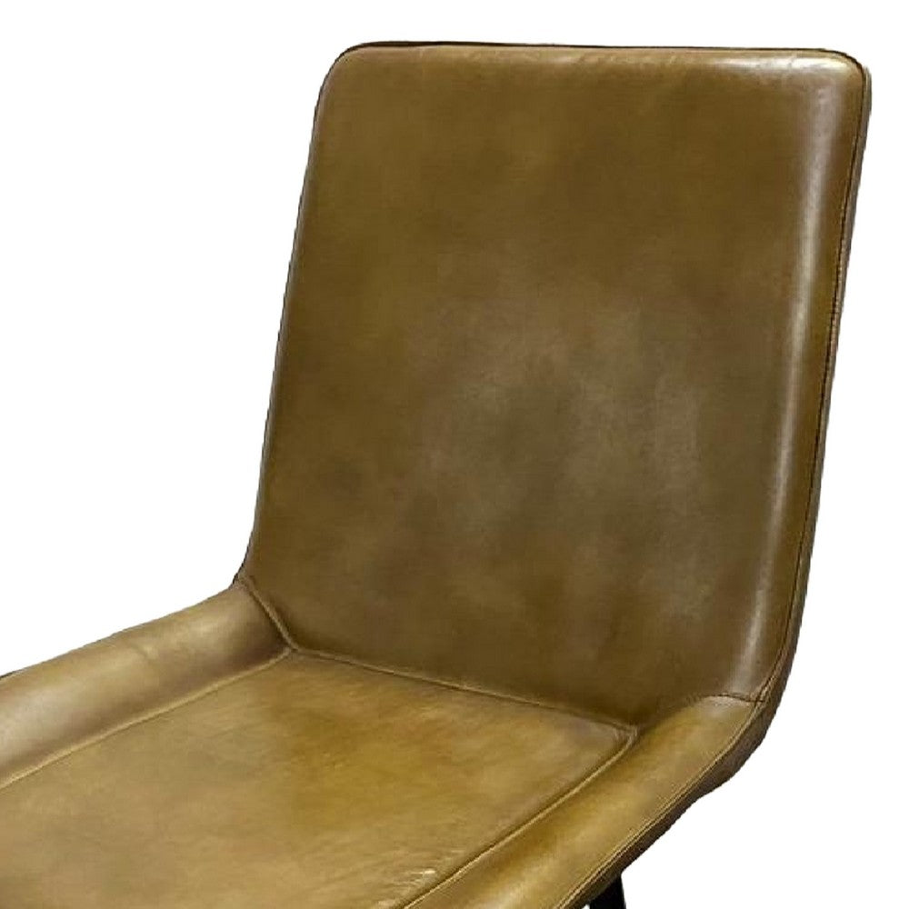 Isha Counter Stool Chair Set of 2, Brown Faux Leather, Black Iron - BM338164