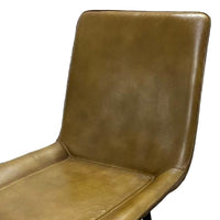 Isha Counter Stool Chair Set of 2, Brown Faux Leather, Black Iron - BM338164