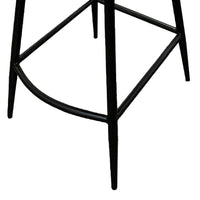 Isha Counter Stool Chair Set of 2, Brown Faux Leather, Black Iron - BM338164