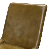 Isha Dining Chair Set of 2, Light Brown Faux Leather, Black Iron Legs - BM338165