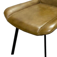 Isha Dining Chair Set of 2, Light Brown Faux Leather, Black Iron Legs - BM338165