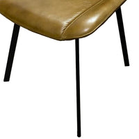 Isha Dining Chair Set of 2, Light Brown Faux Leather, Black Iron Legs - BM338165