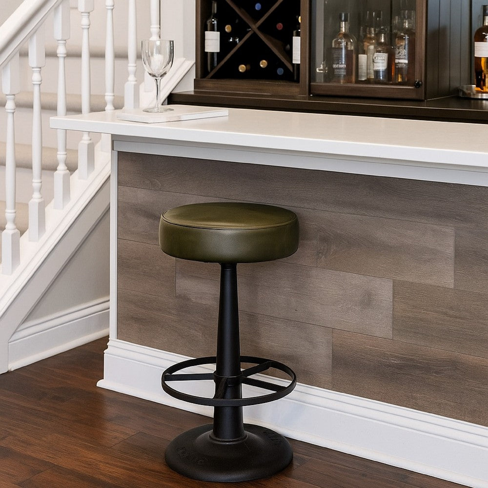 Gevy Counter Height Stool, Round Black Leather Seat with Iron Base - BM338166