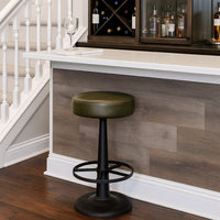 Gevy Counter Height Stool, Round Black Leather Seat with Iron Base - BM338166