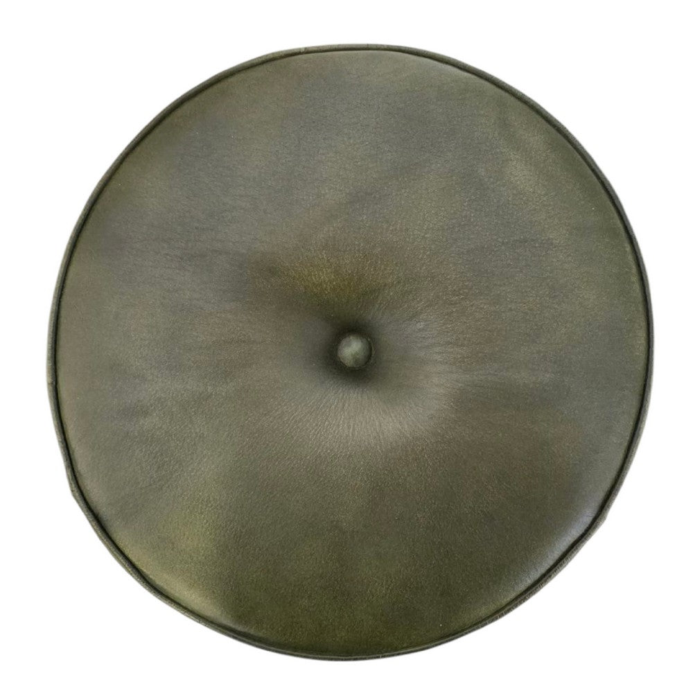 Gevy Counter Height Stool, Round Green Leather Seat with Black Iron Base - BM338167
