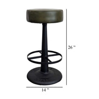 Gevy Counter Height Stool, Round Green Leather Seat with Black Iron Base - BM338167