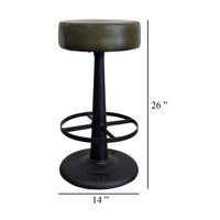 Gevy Counter Height Stool, Round Green Leather Seat with Black Iron Base - BM338167