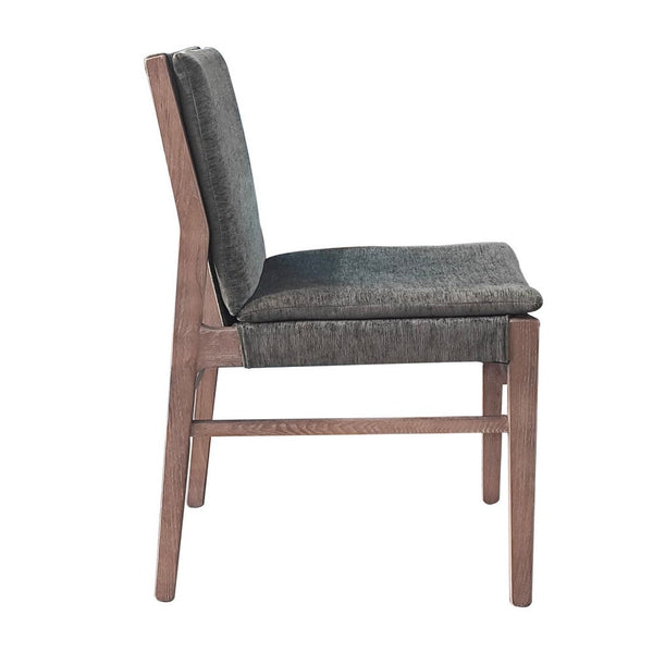 Lily Dining Chair Set of 2, Gray Seat and Back, Espresso Brown Ash Wood - BM338172