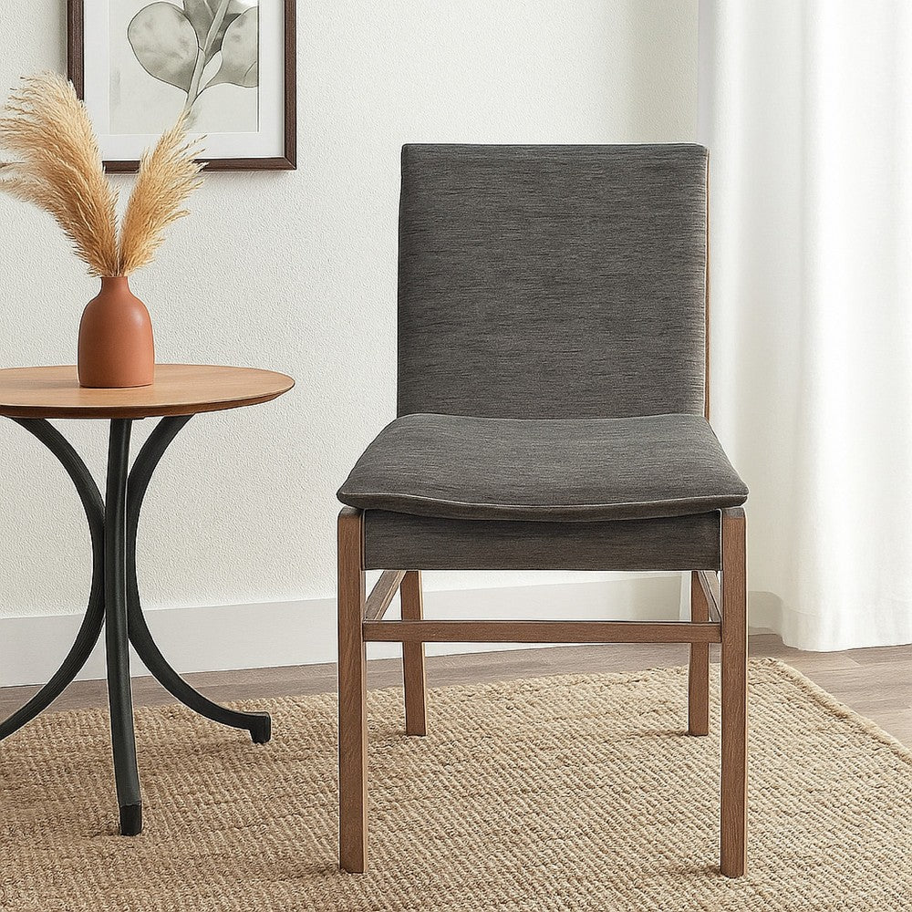 Lily Dining Chair Set of 2, Gray Seat and Back, Espresso Brown Ash Wood - BM338172