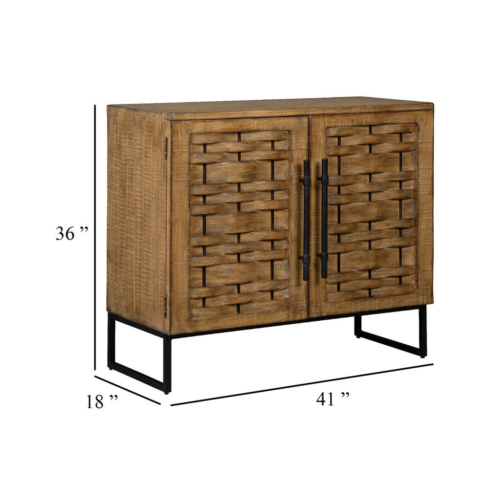 Osin Accent Buffet Cabinet, Woven Door Front, 41 Inch Natural Brown - BM338174