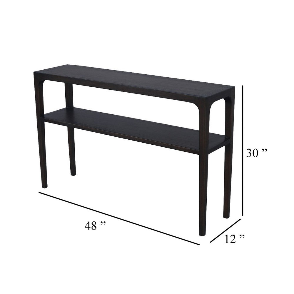 Geni Sofa Console Table, 48 Inch Top w Shelf, Parsons Style Java Gray - BM338177