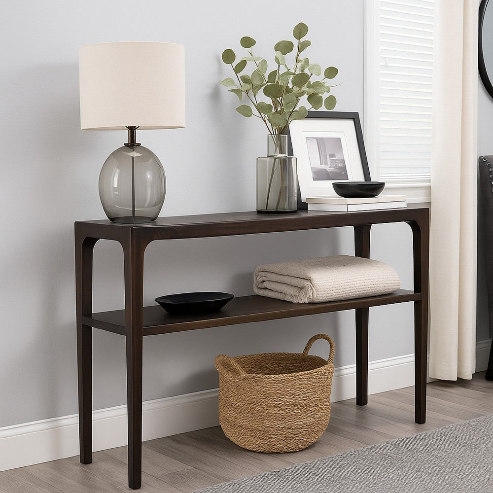 Geni Sofa Console Table, 48 Inch Top w Shelf, Parsons Style Java Gray - BM338177