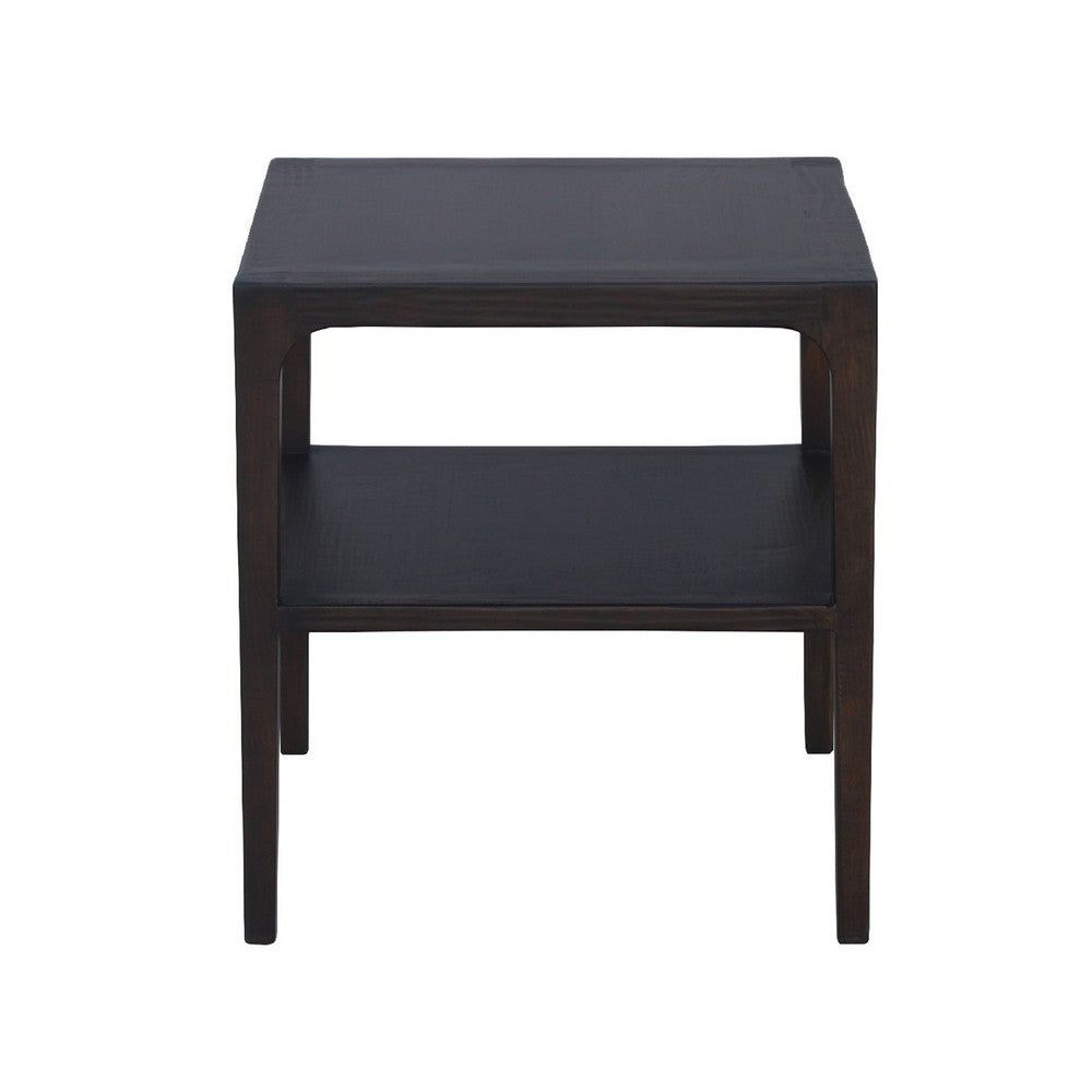 Geni Corner Table, 22 Inch Square Top w Shelf, Parsons Style Java Gray - BM338178