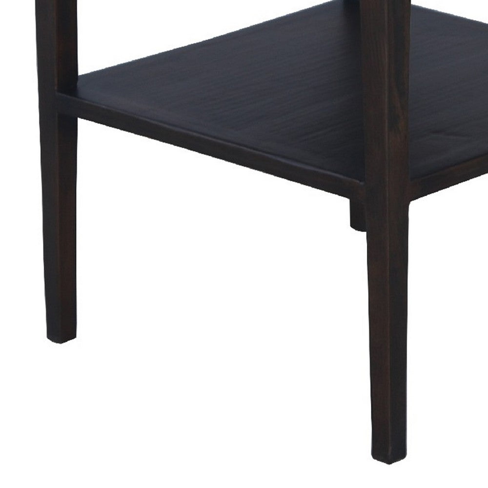 Geni Corner Table, 22 Inch Square Top w Shelf, Parsons Style Java Gray - BM338178