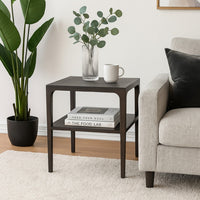 Geni Corner Table, 22 Inch Square Top w Shelf, Parsons Style Java Gray - BM338178