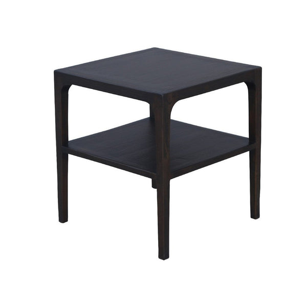 Geni Corner Table, 22 Inch Square Top w Shelf, Parsons Style Java Gray - BM338178