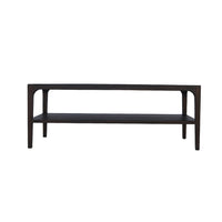 Geni Coffee Table, 48 Inch Rectangular Top w Shelf, Parsons Style Gray - BM338179
