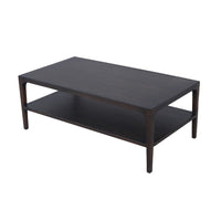 Geni Coffee Table, 48 Inch Rectangular Top w Shelf, Parsons Style Gray - BM338179