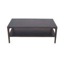 Geni Coffee Table, 48 Inch Rectangular Top w Shelf, Parsons Style Gray - BM338179