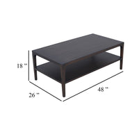 Geni Coffee Table, 48 Inch Rectangular Top w Shelf, Parsons Style Gray - BM338179