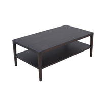 Geni Coffee Table, 48 Inch Rectangular Top w Shelf, Parsons Style Gray - BM338179