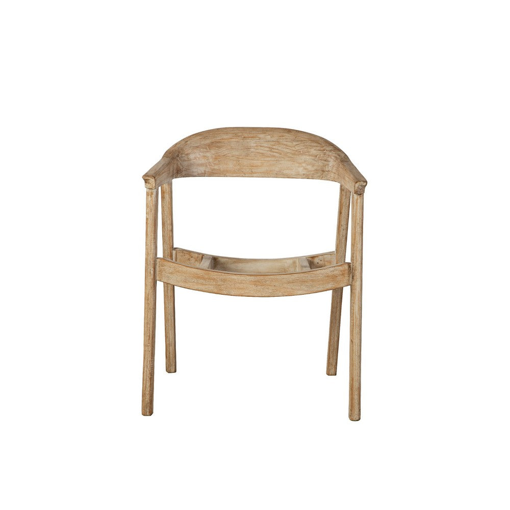 Beny Dining Armchair w Curved Back, Aged White Pine Wood - BM338184