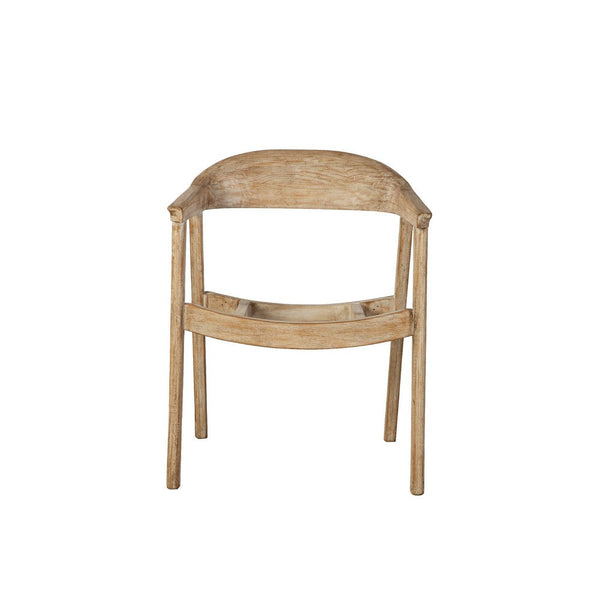 Beny Dining Armchair w Curved Back, Aged White Pine Wood - BM338184