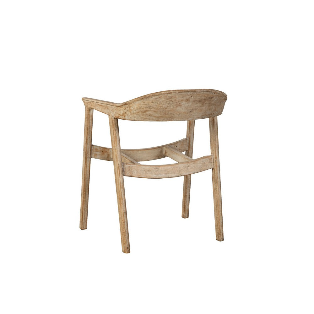Beny Dining Armchair w Curved Back, Aged White Pine Wood - BM338184