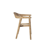 Beny Dining Armchair w Curved Back, Aged White Pine Wood - BM338184
